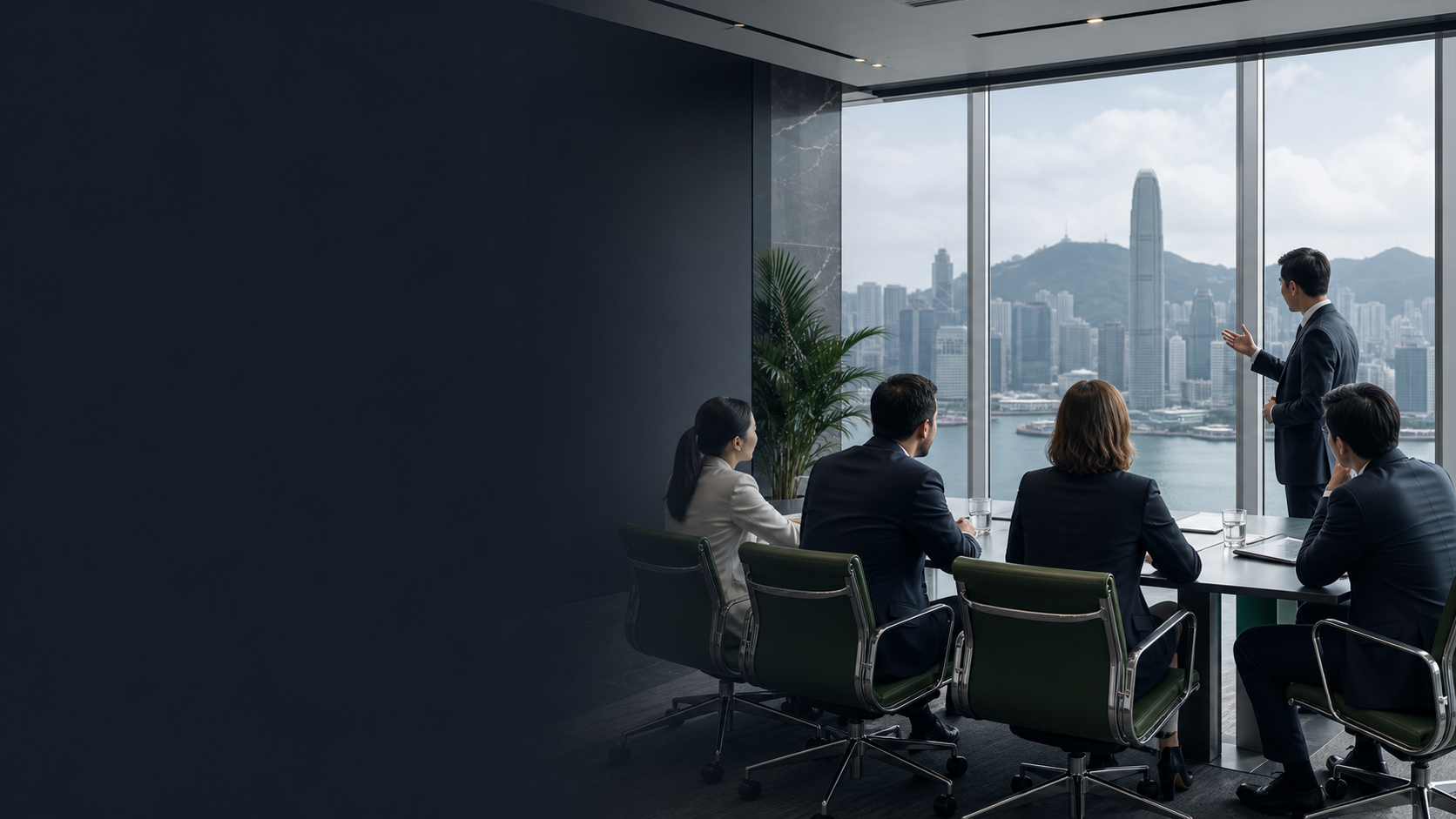 A business meeting over Victoria Harbour